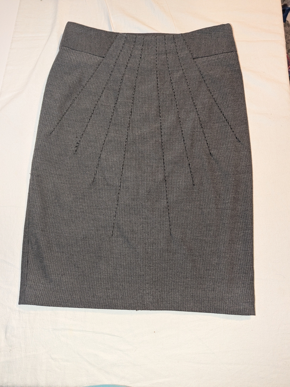 DStudio Grey Sunburst Stitched Pencil Skirt Office Workwear Size 8